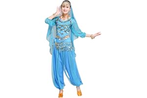 Xinvivion Mujer Danza del Vientre Disfraz, Danza India Etapa de Rendimiento Halloween Carnaval Bailando Outfit