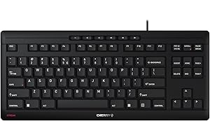 CHERRY STREAM KEYBOARD TKL, Klawiatura Przewodowa Bez Klawiatury Numerycznej, Układ EU (QWERTY), Ciche Uderzenia Klawiszy, Wyjątkowe Wrażenia z Pisania, Czarny