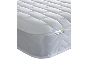 Starlight Beds Brick Design Quilted Sprung Hybrid Mattress with Memory Foam Layer. Soft Firmness, White, 18cm Deep. Single Mattress (3ft x 6ft3)