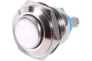 ARAMOX Interruptor de botón momentáneo Interruptor de botón pulsador de 12 voltios, botón pulsador metálico momentáneo impermeable para coche de 16 mm interruptor de bocina de encendido y apagado