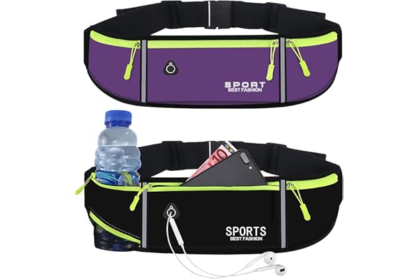 KASESSS Ceinture Running Étanche et Réglable 2 Pièces pour Course, Jogging, Fitness Porte-Bidons avec Hydratation pour Femme et Homme