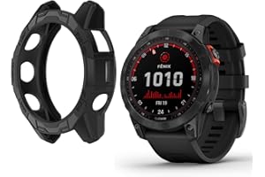 HOMTERN Cases for GARMIN Fenix 7/Fenix 7 Pro and EPIX Pro 47mm,Flexible Silicone Cover Shell Shockproof Scratch-Proof Protector Case Smartwatch Accessories,Black