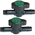 Habitech 2-Pack in-Line Barbed Ball Valve 13mm for 1/2 Inch Tubing .520 ID - Regulate and Shut-Off/On Water Flow