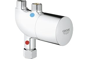 GROHE Grohtherm Micro, kompaktes Thermostat für Waschtische (Schutz vor Verbrühungen, konstante Temperaturregelung, ideal für Kinder & Senioren, einfache Montage, langlebige Chromoberfläche), 34487000