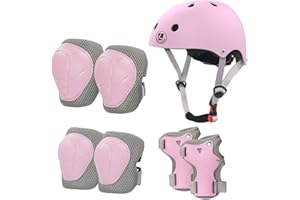 LANOVAGEAR Casco Infantil Set de Protección Casco 2-8 años Ajustable Rodilleras, Coderas y Muñequeras para Patinar Ciclismo Monopatín y Deportes Extremos