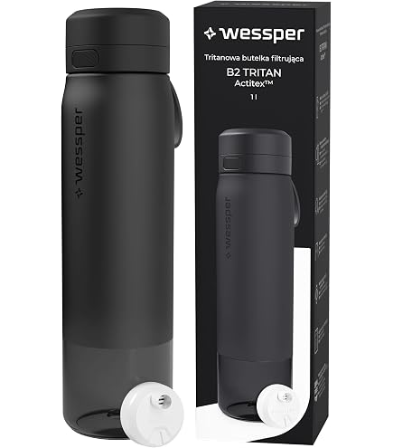 Gourde Filtrante En Verre Borosilicate 500 Ml - Filtre Actitex Disc Réduit Chlore Et Goûts - Compteur De Remplacement Intégré - Sans BPA