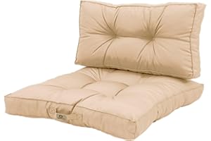 DECO ARTS Coussins pour Salon de Jardin - Coussins extérieur - 60x60 cm - Coussin de Remplacement pour Fauteuil, Banc & Chaise d'extérieur - Imperméable, Confortable & capitonné - Beige