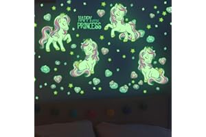 SINEKONG Adesivi da Parete Fluorescenti Unicorno Adesivi Murali Unicorno Stelle Fluorescenti Adesive Soffitto Diamante Stelline Luminoso Cameretta Bimba Luminoso Stickers Murali Bambine Camera Verde