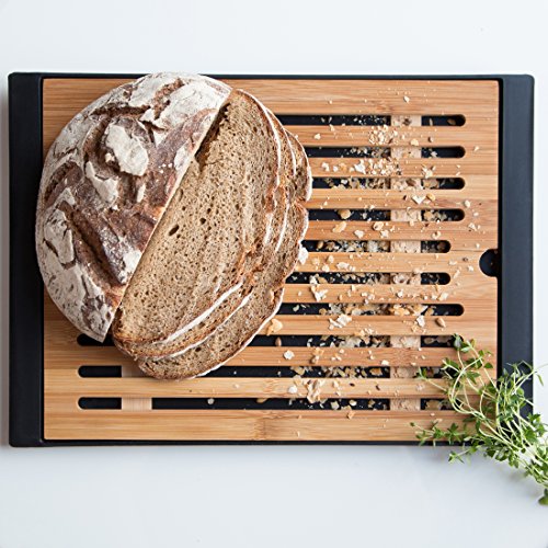 Levivo Brotschneidebrett aus Bambus mit Krümelfach in 3 Farben, schwarz - 2