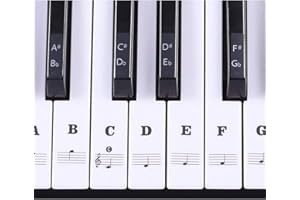 CVERY Autocollants pour clavier de piano - 37/49/54/61/88 touches - Étiquettes autocollantes blanches et noires - Transparents et amovibles pour des leçons de piano faciles (noir)