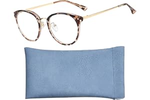 KRYMSON 1 Stück Anti-Blaulicht-Brille, 1 Stück Brillentasche, Bohnenblumen-Rahmenbrille, Ovale Rahmenbrille, Retro-Brille, Blendschutz- Und Augenermüdungsbrille