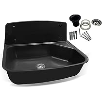 NIUKOMY Zwarte waterkraan voor de keuken, wandmontage, keukenkraan, wandarmatuur, messing, zwart, 360 graden draaibaar, dubbele handgreep, wastafelarmatuur, wandarmatuur met lange uitloop voor