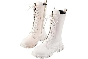 GENERIC Girls High Boots Long Riding Boot Lace Up Leather Shoes Kids Knee High Princess Boots with Side Zipper Platform Shoes Children Equestrian Boot Anti-Slip Soft Rubber Sole Lightweight Booties