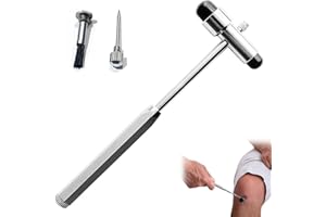 Yuiturt Reflexhammer Medizin mit Eingebautem Pinsel, Neuro Reflexhammer mit Doppel-Kunststoffkopf, Neurologischer Reflexhammer Schwer, Multifunktionaler Reflexdiagnosehammer für Neurologische Tests