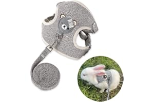 TAIHE Adjustable Rabbit Lead and Harness Set, Pet Accessories for Bunny Cat Little Pet Walking, 27-35 cm, 1.20 m