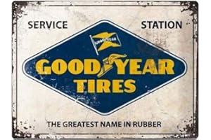 Nostalgic-Art Plaque Vintage Goodyear – Logo White – Idée de Cadeau pour Les Fans de Motos, en métal, Design Retro pour la décoration, 30 x 40 cm