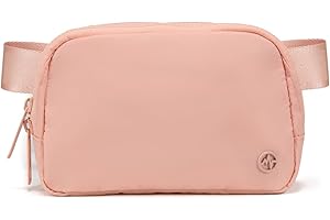 Pander Double Zipper Fanny Pack Nylon Everywhere Belt Bag, Fashion Waist Packs for Women with Adjustable Strap, 1L. (Mono Pink)