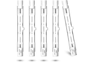 ‎DORIGHT DoRight R7S Halogen Leuchtmittel 78mm 80W 230V Warmweiß 2800K Dimmbar Halogenstab R7S 78mm J Typ Lineare doppelendige Flutlichtlampe 1390lm für Arbeit, Sicherheit, Stehlampen (Packung mit 5)
