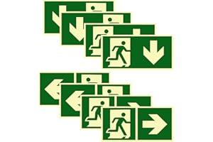 DUTIFUL 8 Stück Notausgangsschild Nachleuchtend Selbstklebend Fluchtwegschilder PVC Notausgang Schild Fluchtwegschilder Nachleuchtend Hochwertiges Notausgangsschild (300x150mm)