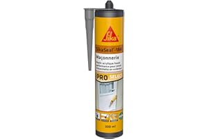 SIKA - Mastic acrylique haute performance - SikaSeal-184 Maçonnerie gris béton - Réparation de fissures - Joints d’étanchéité - Extérieur/intérieur - 300 ml