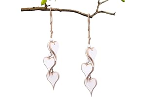 LUMOOM 2 ciondoli decorativi a forma di cuore, in legno, decorazione per finestra, idea regalo, decorazione per la casa, decorazione da appendere, decorazione per finestra, per regalo, matrimonio (A)