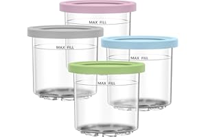 GoMaihe Recipientes de repuesto para pintas y tapas Ninja Creami, paquete de 4, taza de 16 onzas compatible con la máquina de helados NC301 NC300 NC299AMZ, sin BPA, apto para lavavajillas, a prueba de
