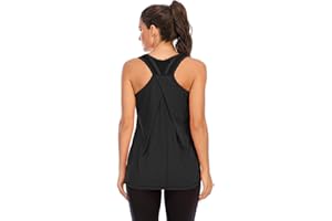 Nekosi Women's Workout Gym Tank Tops Yoga Sports Vest Loose Fit Sleeveless Mesh Backless Running Activewear