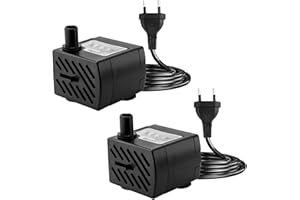ULIWAMOWI 2 Piezas Mini Bomba Agua Sumergible, 180L/H 3W Bomba Sumergible con Caudal Ajustable y Ventosas, Bomba Silenciosa para Acuarios, Peceras, Estanques, Fuentes Decorativas, Bebederos de Mascotas