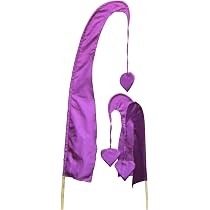 DEKOVALENZ Balifahne SANUR, Lila, 4 Meter Lang, Aus Polyester – Ohne Stange, Perfekt Für Garten, Hochzeit & Strandparty