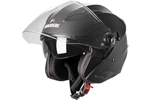MOCOERL Casques Jet Homme Femme Casque Moto Casque Scooter Double Visière Homologation ECE2206 Noir Adulte Vintage Casque 3/4