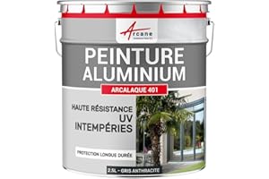 ARCANE INDUSTRIES Peinture Aluminium pour fenêtre, Veranda et Portail - 2.5 L Gris Anthracite - RAL 7016