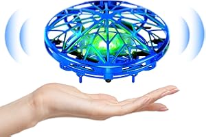 Kiztoys UFO Mini Drone Enfant, Flying Ball Boule Volante Hand Spinner Spin Drone Jeux Exterieur avec Lumières LED, Cadeau Jouets Volants pour Garcon Fille Enfant Ado Intérieur Extérieur