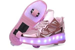 ROLLTONGOZ Zapatos con Ruedas Zapatillas con Dos Ruedas para niños y niña Led Luces Zapatillas con Ruedas Se Puede Bambas con Ruedas Regalo Creativo de Navidad y cumpleaños en el día de los Reyes