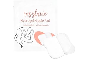 EASYLAVIE Lot de 6 Coussinets Hydrogel Allaitement Patch Gel Coussinet Frais Allaitement Compresse Froid -Soulagement et Cicatrisation des crevasses - Réutilisable 48h- Pochette Individuel