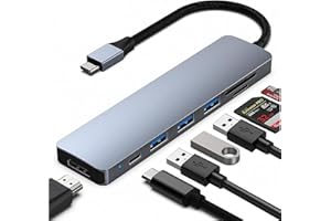 NF ROADTOLOVE NFMAXONE Hub USB C 7 en 1, Adaptador Tipo C Hub USB con HDMI 4K, Docking Station con Puertos USB 3.0, Compatible con Macbook Pro/Air, iPad Pro, iMac, iPhone 16 15 Pro/Pro MAX – Lector SD/TF