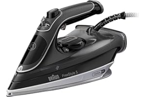 Braun Żelazko parowe FreeStyle 5 SI 5188 BK — żelazko z stopą FreeGlide 3D, para pionowa, 2800 W, doładowanie pary 220 g/min, zbiornik na wodę 330 ml, czarny