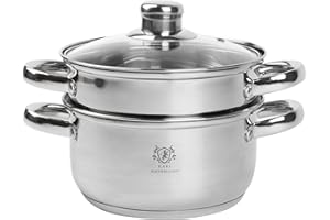 KARL HAUSMANN Dampfgarer Topf - 2.1L - 18 cm - Silber Dampftopf Edelstahl Induktion - Topf mit Dämpfeinsatz - Kartoffeldämpfer - Dämpfer Topf - Dampfkochtopf - Dampfgartopf - Steamer Pot Cooking