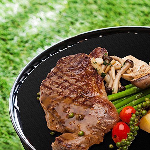 Zilong 3er Set rund Grillmatte/Backmatte, Antihaftbeschichtung für bis 260°C , ideal für Gas, E-Grill, Kohle und Backofen, LFGB und FDA Zulassung, 3 Stück, Ø 37 cm - 5