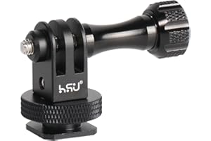 HSU Aluminum Alloy Cold Shoe Adapter for Action Cameras, Tripod Mount Adapter for Hero 13/12/11/10/9/8/7/6/5/4/3/Max/Mini