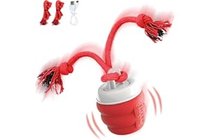 FUGODIWI Interactive Dog Toys – Dog Balls for Small Dogs, dog toy for boredom, Active Rolling Ball with Tail for Dogs, Rechargeable moving dog ball for Puppies and Pet (Red)