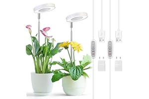 ‎CIEEX Cieex 2 Stück Pflanzenlampe Led Vollspektrum für Zimmerpflanzen, Höhenverstellbare Pflanzenlicht, 4 Helli Helligkeits Grow Light, Pflanzenleuchte mit-Auto-Timer, USB Adapter