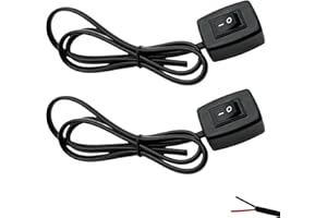 Powice 2 x Kippschalter 12V mit Selbstklebender Rückseite, 3 A 12 V/24 V Schalter mit 75 cm Kabel, 12 V Kippschalter für die Steuerung der Autolichtelektronik