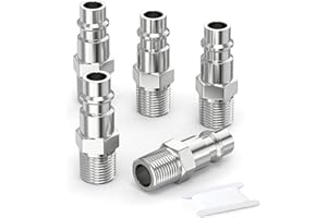 GASHER 5PCS 1/4 Inch Air Line Connectors, 1/4" BSP Male Thread Euro Airline Hose Compressor Fittings, Quick Connect Air Coupler Air Hose Fittings,Air Plug