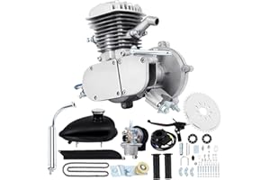 H-YEEU 80cc 2 tiempos kit motor bicicleta gas motor kit de conversión de bicicleta para bicicleta motorizada Plata/Negro enviado al azar