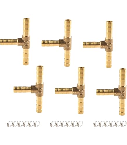 sourcing map 2Stk.Messing Schlauchanschluss Adapter 6mm Widerhaken x 1