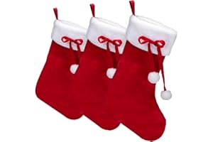 com-four® 3X Premium Weihnachtsstrumpf XL zum Befüllen - Nikolausstiefel zum Aufhängen - Weihnachtsdekoration mit Bommel - Nikolausstrumpf