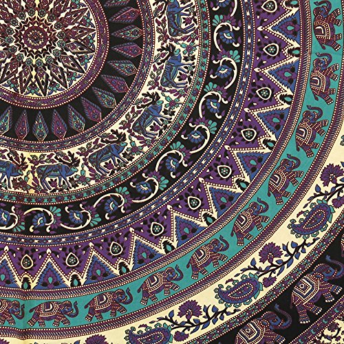 EYES OF INDIA – QUEEN BLACK INDIAN HIPPIE MANDALA ELEPHANT TAPESTRY BEDSPREAD Beach Blanket Dorm - 6