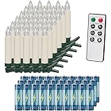 MONZANA® 30x Clip On Candles for Christmas Tree with Batteries | Flickering LED Christmas Tree Candle Lights | Warm White Flameless Candles | Dimmable Timer Remote LED Candle | Xmas Decorations