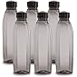 Cello Crystal PET Bottle Set, 1 Litre, Set of 6, Black