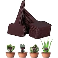 EKKONG 100 STK Mini Pflanzschilder, T-Form Plastik Pflanzenstecker Braun Pflanzenschilder zum Beschriften Wetterfest…